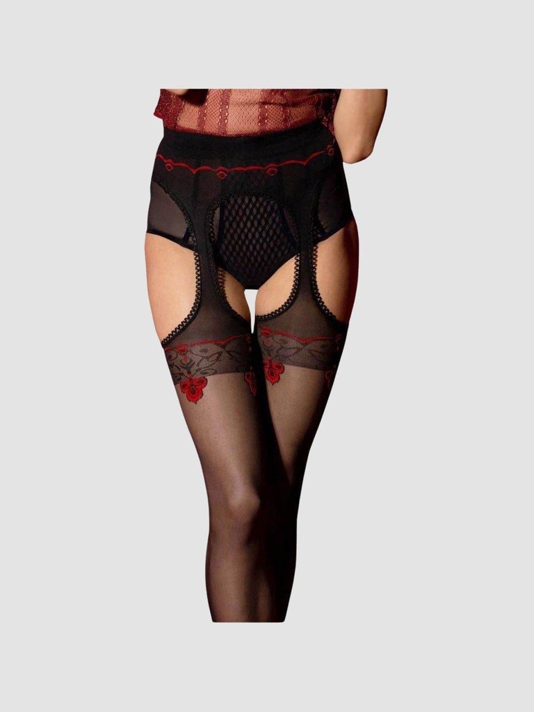 Collant Porte-Jarretelles Amour Rouge 20 DEN Noir