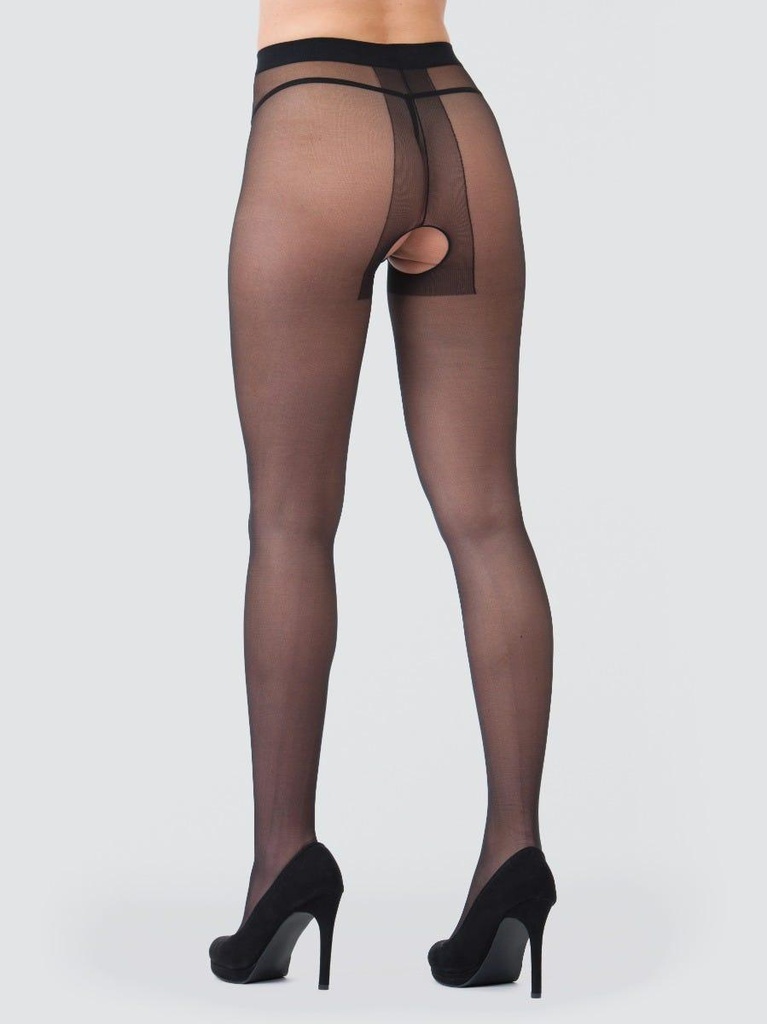 Collant ouvert transparent noir