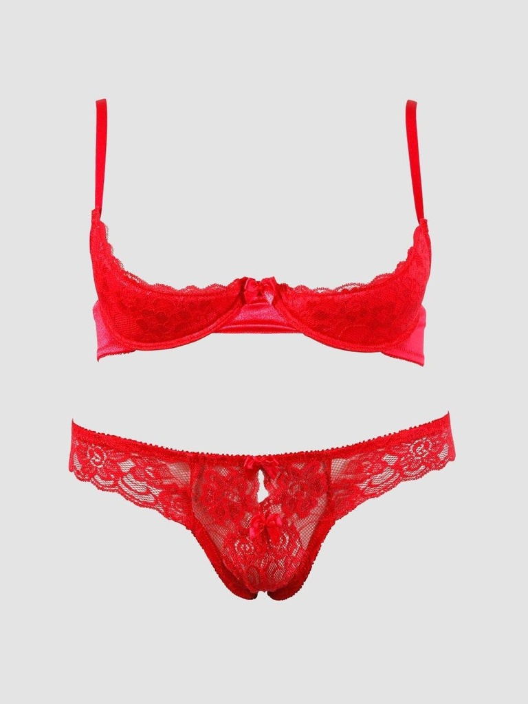 Ensemble 2 Pièces Dentelle Rouge