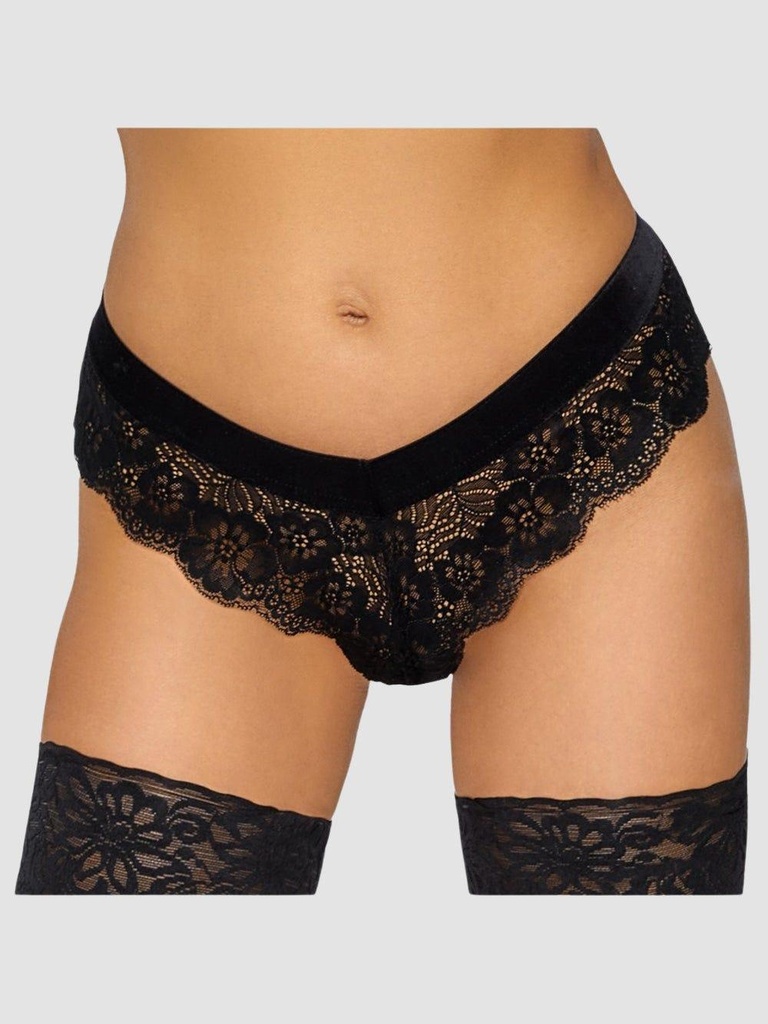 String dentelle & chaîne stimulante noir